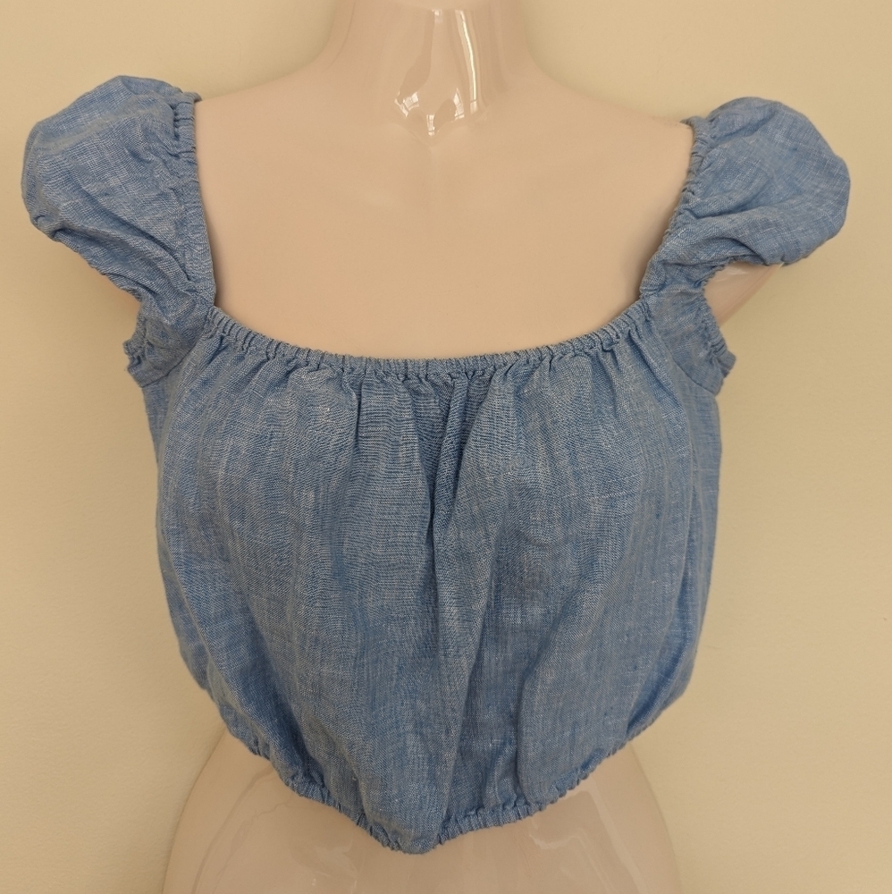 Aritzia Wilfred ethereal linen top small blue - Picture 8 of 14